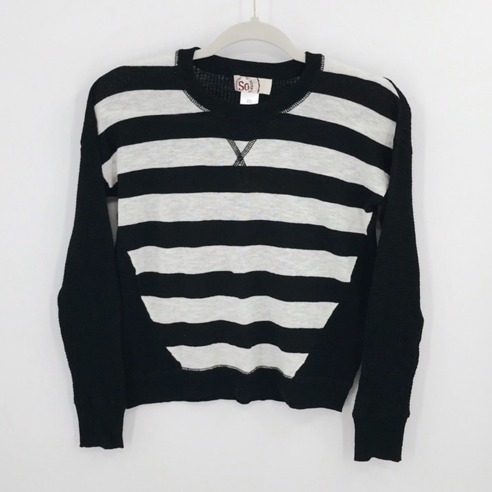 SO Striped Waffle Knit Sweater Top